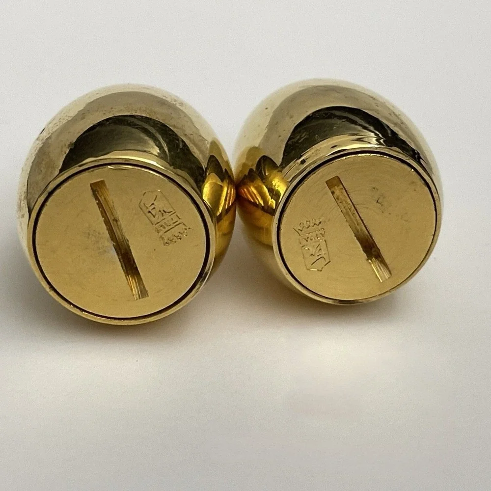 Salt‎ and Pepper Shakers Gold-tone Eggs Italy 1 5/8